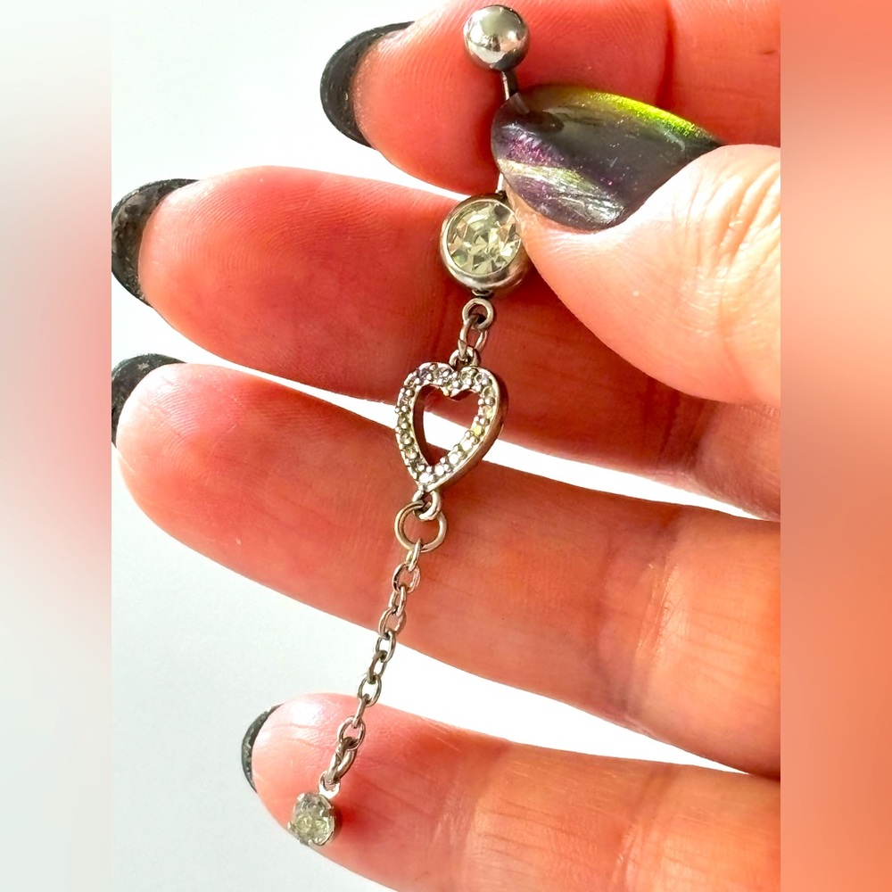 💥FREE💥 Stainless Steel Heart Diamond Tassel belly jewelry NWOT